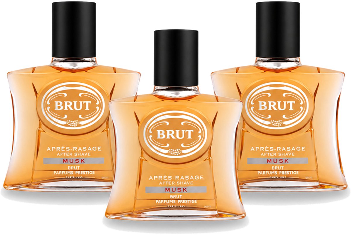 3 x Brut – Aftershave Lotion – Musk – 100 ml - Voordeelverpakking - 3 stuks