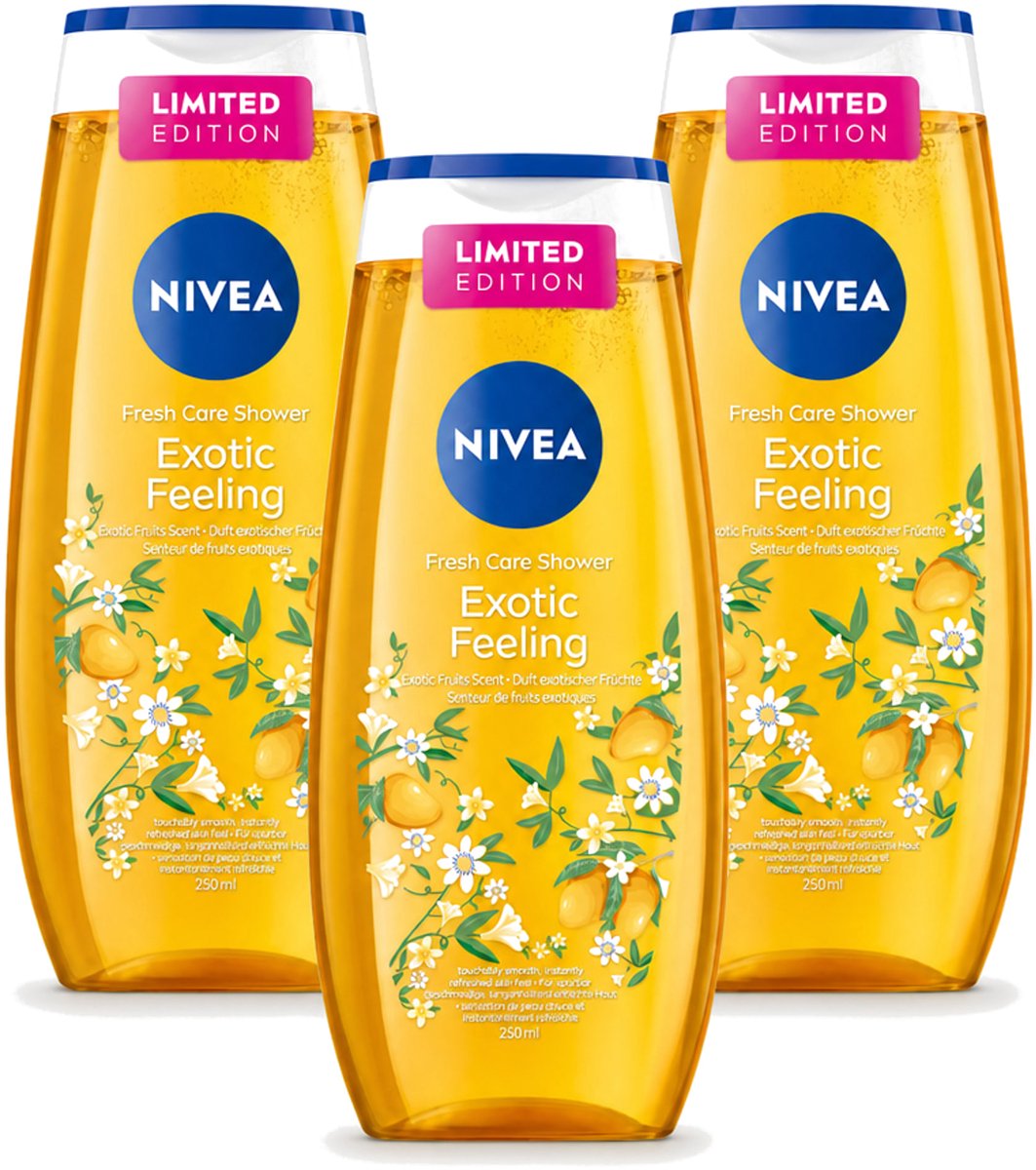 3 x Nivea – Douchegel – Exotic Feeling – 250 ml - Voordeelverpakking - 3 stuks