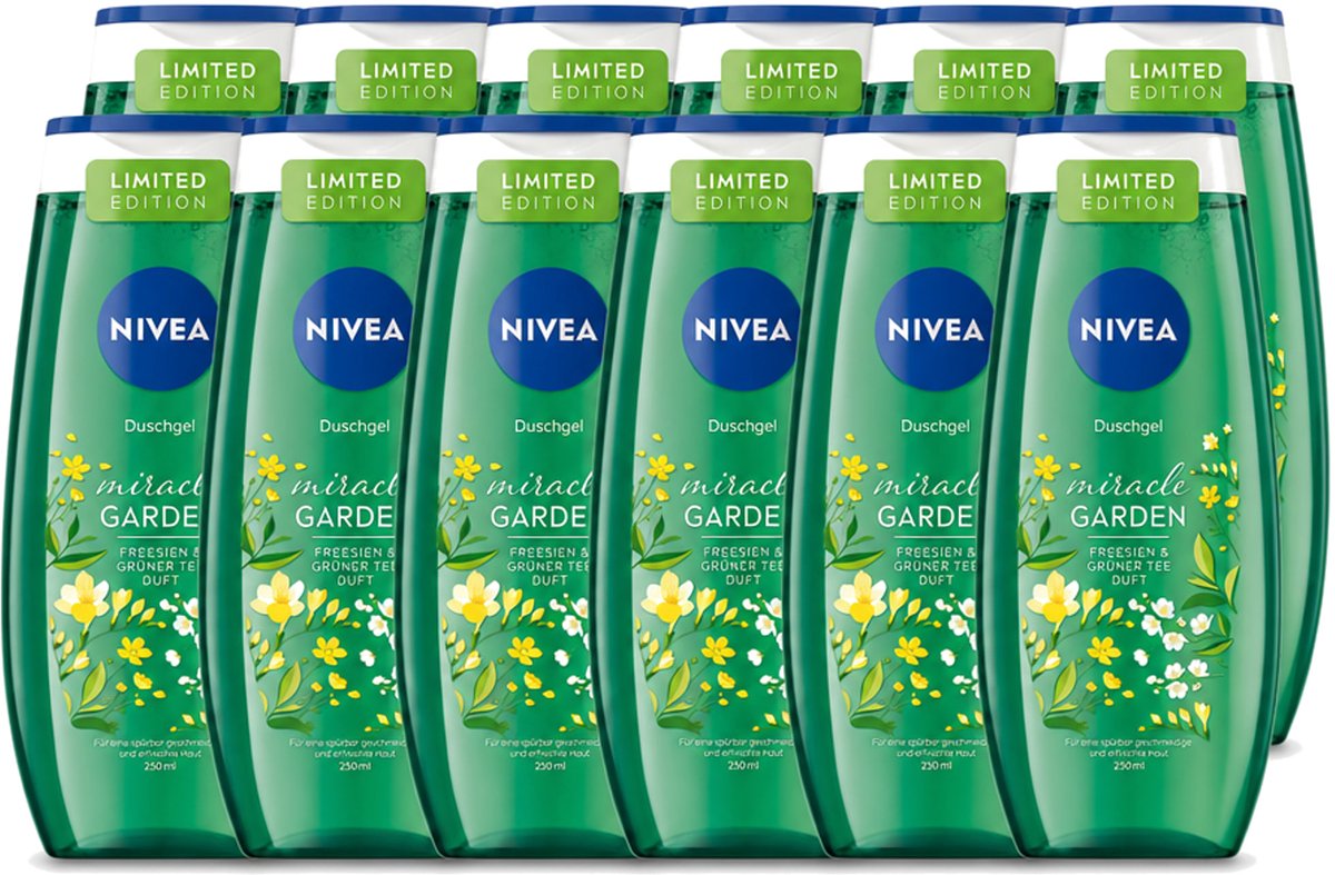 12 x Nivea - Douchegel - Freesia & Groene Thee - 250 ml - Voordeelverpakking - 12 stuks