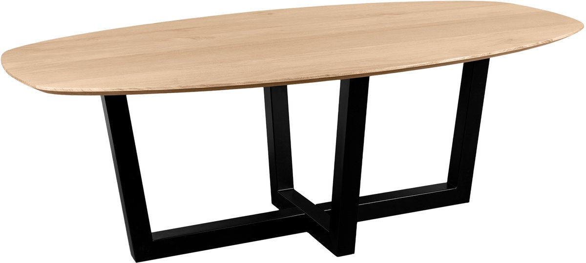 QUVIO Eettafel Sofia - Deens ovaal - 220x110 cm - W-poot - FSC® gecertificeerd mangohout - Naturel
