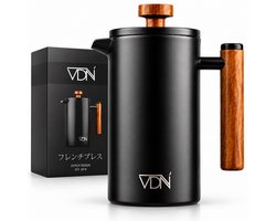 VDN French Press Cafetiere 0.7L - Dubbelwandige RVS Koffiemaker - Koffiepers voor 4-5 Kopjes - Zwart