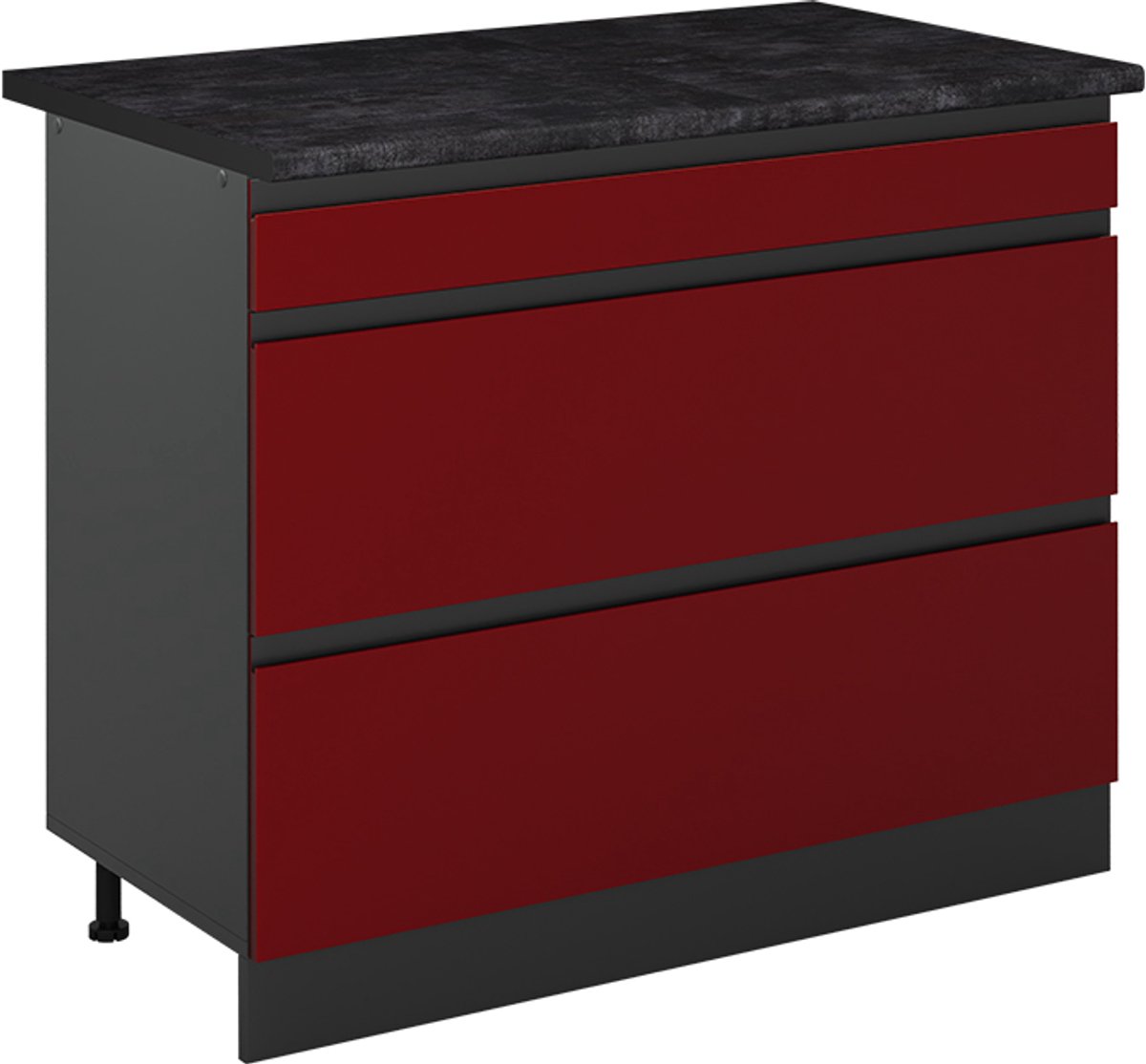 Vicco Keukenonderkast R-Line, Rood/Antraciet, 100 cm antraciet werkblad