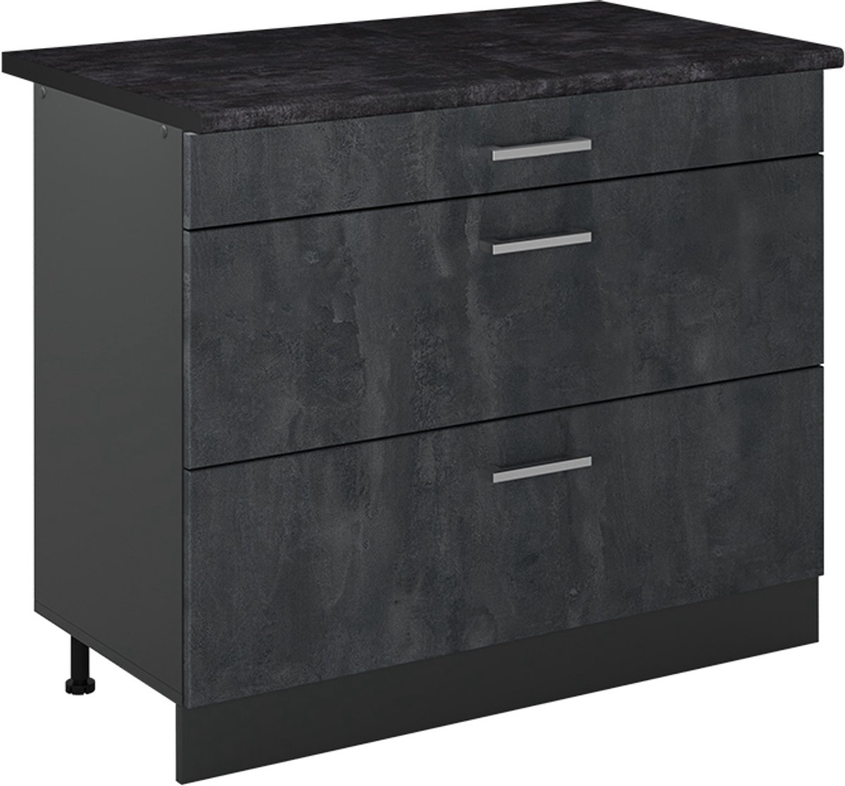Vicco Keukenonderkast R-Line, Zwart beton/Antraciet, 100 cm antraciet werkblad