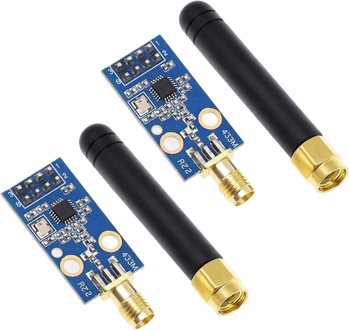2 stuks CC1101 RF-module met 2 STK 433 MHz antenne, draadloze module met SMA-antenneaansluiting, digitale transmissiemodule en RF-transceiver 1,9-3,6 V DC