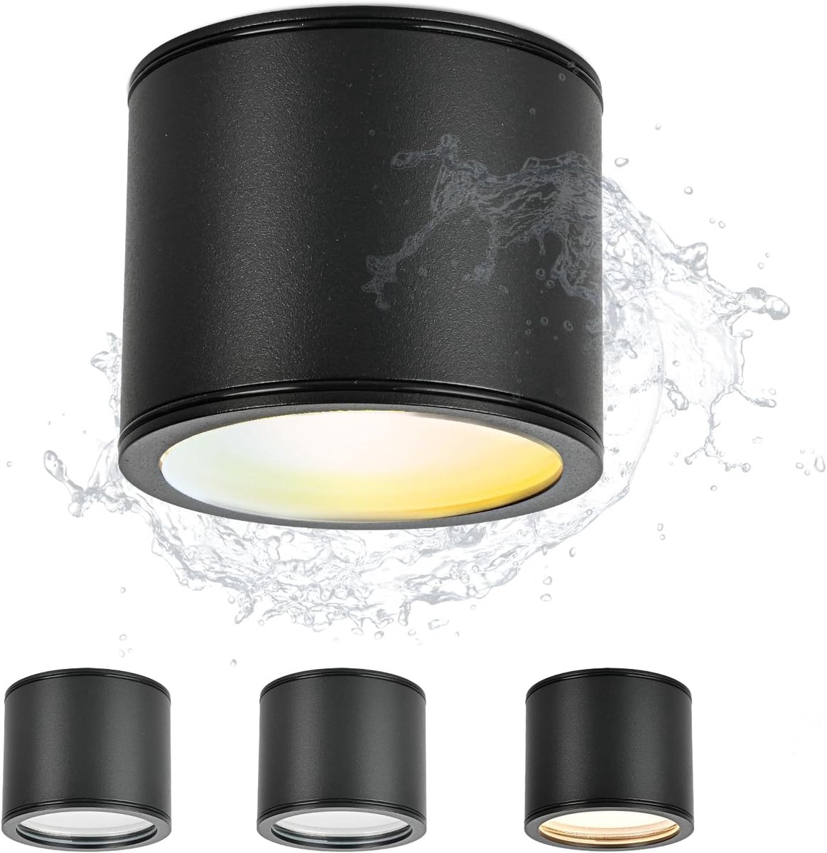 Plafondspots 6 W 3CCT warmwit 3000 K / neutraal wit 4000 K / koud wit 6500 K, plafondlamp badkamer 230 V met GX53-fitting, waterdicht, 4 stuks