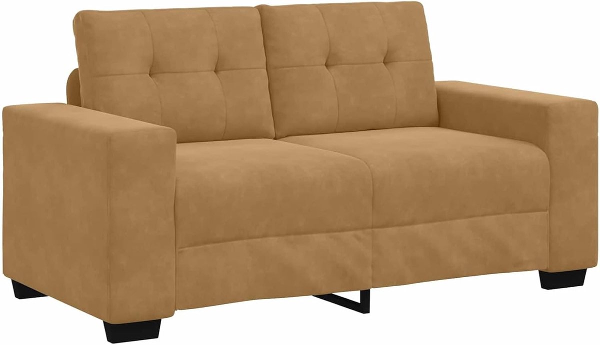 Tweezitsbank met bruin fluwelen kussen en loungemeubels, salontafel, 1 stuk voor woonkamer, slaapkamer, werkkamer, receptie, moderne relaxbank met stof van