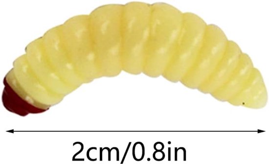 Maden worm visaas - 50 stuks x 2cm zachte kunstmatige broodwormen zwemmend aas visaccessoires voor forel barbeel — afbeelding 4