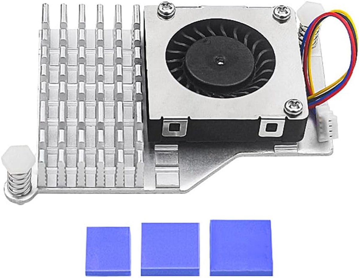 Koeler voor Raspberry Pi 5 4GB/8GB met PWM-ventilator en aluminium koellichaam (zilver)