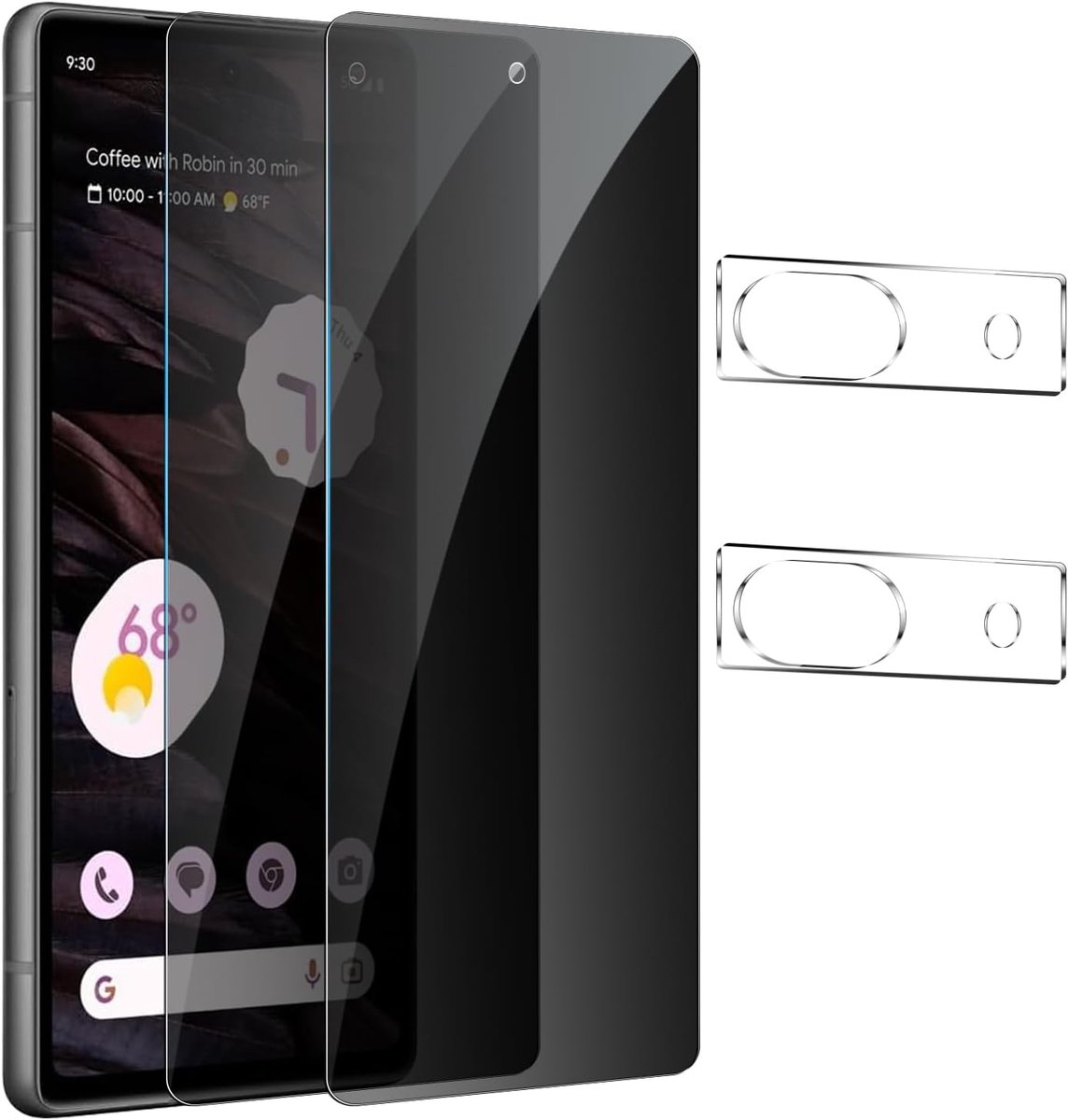4 stuks beschermfolie voor Google Pixel 7a, privacy-pantserglas, 2 x anti-spy veiligheidsglas + 2 x camerabescherming, anti-peeping privacyfolie, anti-spy veiligheidsglas