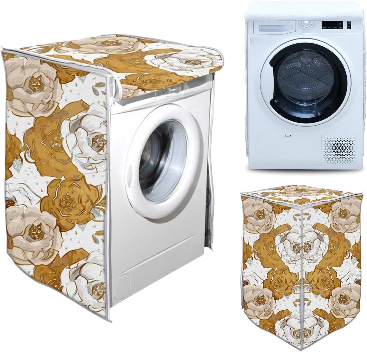Wasmachine- en drogerhoes voor binnen, waterdichte hoes met ritssluiting, stofbescherming, voor gebruik binnenshuis, 60 x 60 x 80 cm