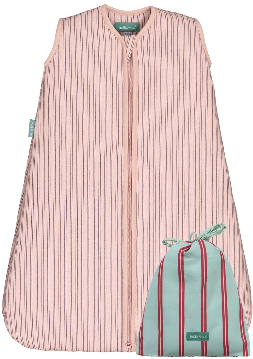 babyslaapzak 2,5 TOG - mouwloos - marineblauw en roze strepen - ideale winterslaapzak voor pasgeborenen - ShopVlot