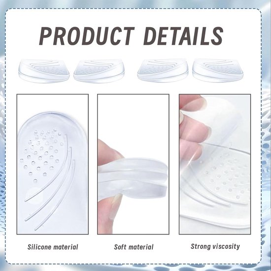 Transparante Gel Heel Pads voor Schoenen - Orthopedische Inlegzolen voor Voetcorrectie bij Mannen en Vrouwen, Comfort en Ondersteuning voor Gezonde Voeten — afbeelding 2