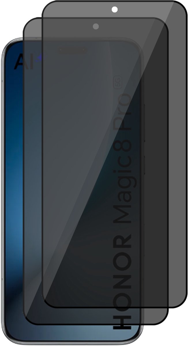Privacy Screenprotector geschikt voor Honor Magic 8 Pro – 2 Stuks – Full Cover Gehard Glas – Anti Inkijk – Privacy Filter