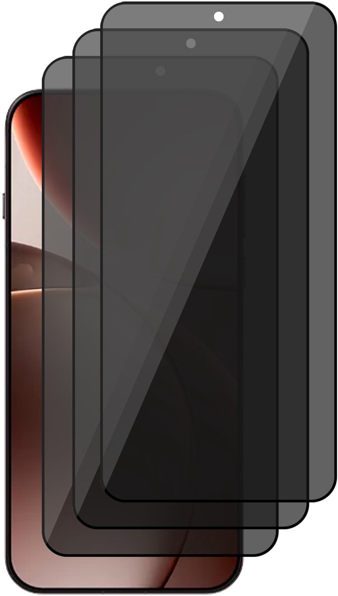 Privacy Screenprotector geschikt voor Oppo Find X9 / X9s – 3 Stuks – Full Cover Gehard Glas – Anti Inkijk – Privacy Filter