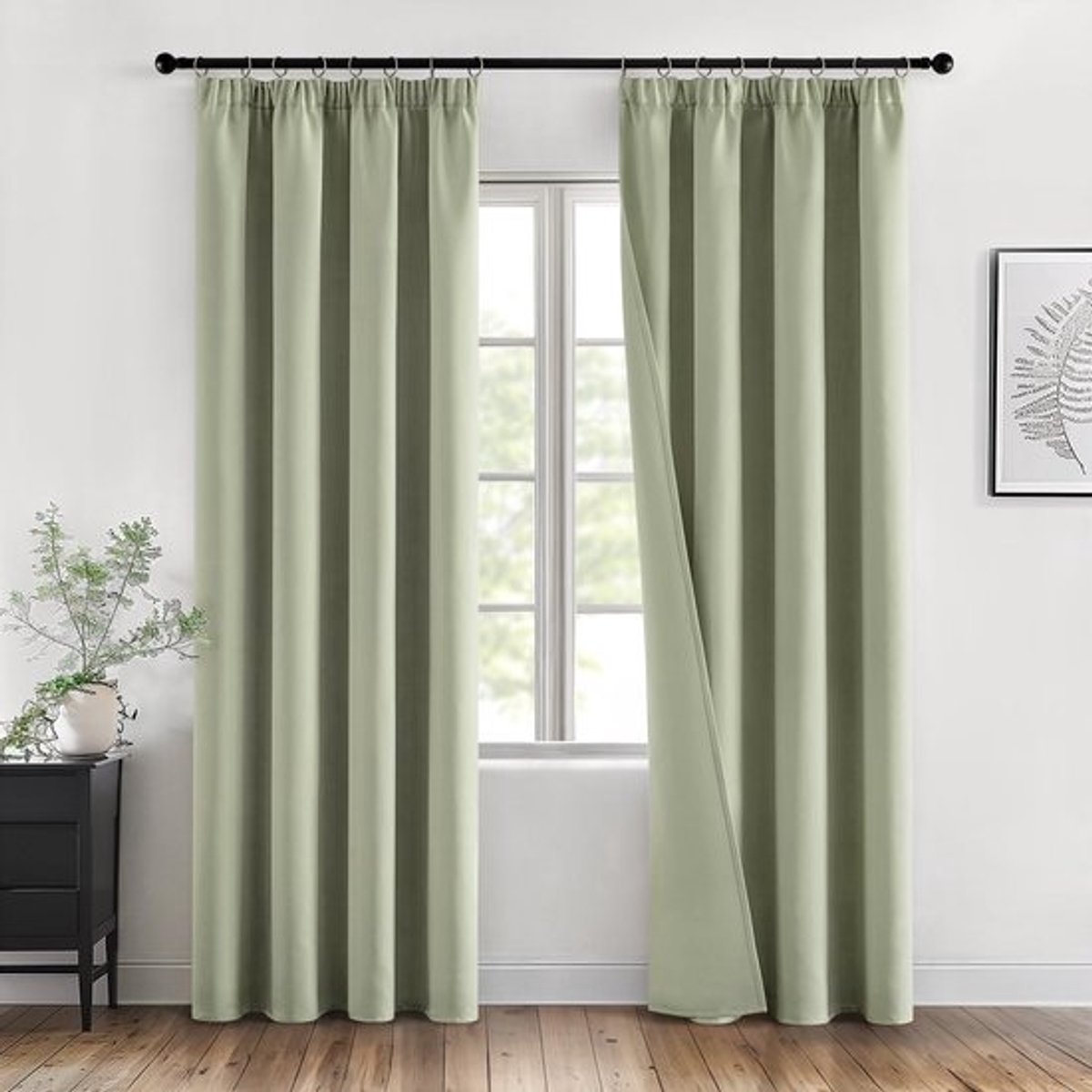 Verduisteringsgordijnen 140 x 215 cm - Saliegroen - Modern en Warmte-isolerend voor Woonkamer en Slaapkamer