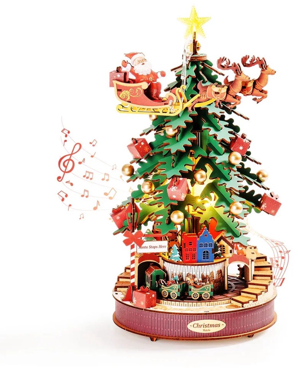Lamor 3D Kerst Puzzel - Houten Puzzels - Hout - Kerstdorp - Kerstdecoratie - Kerstcadeau - 319 Puzzelstukjes - 30 x 30 x 40 cm