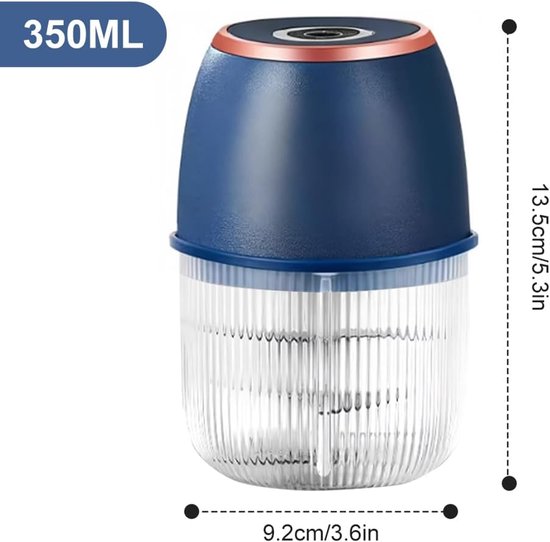 Mini-hakmolen, elektrisch, multifunctioneel, 6-vleugelig roestvrijstalen mes, voor vlees, babyvoeding, fruit, groenten, camping, blauw — afbeelding 2