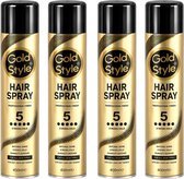 Gold Style Hair Spray 4x 400 ml – Strong Hold 5 Haarspray – Sterke Fixatie & Natuurlijke Glans – Voor Dames & Heren – 1600 ml