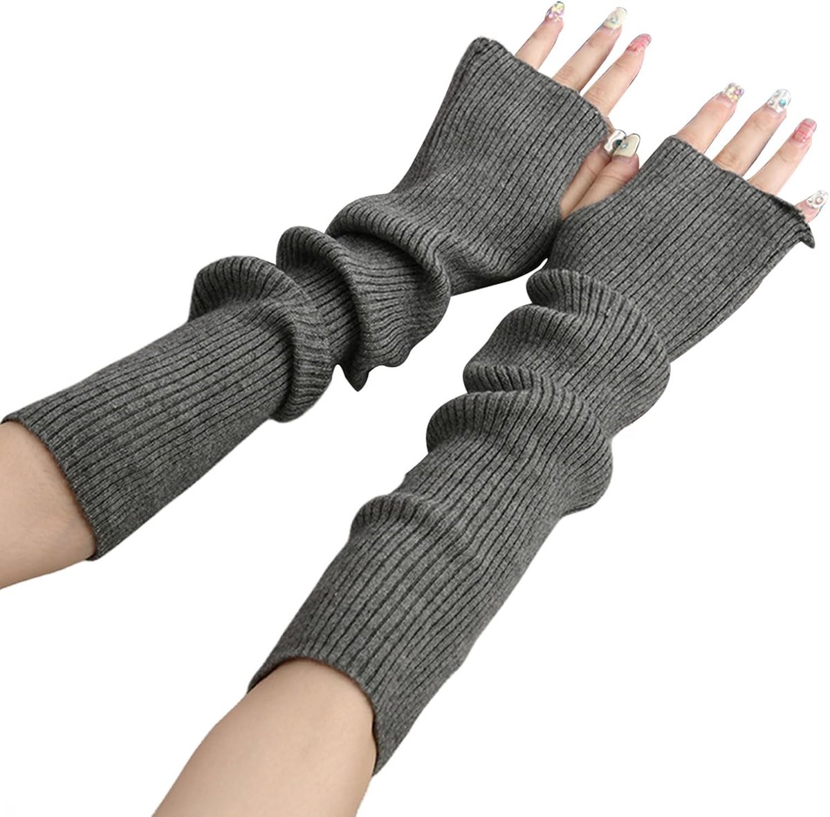 Dames winter armwarmers, dames winter gebreide handschoenen met armwarmers, lange vingerloze polswarmers dames handwarmers manchetten