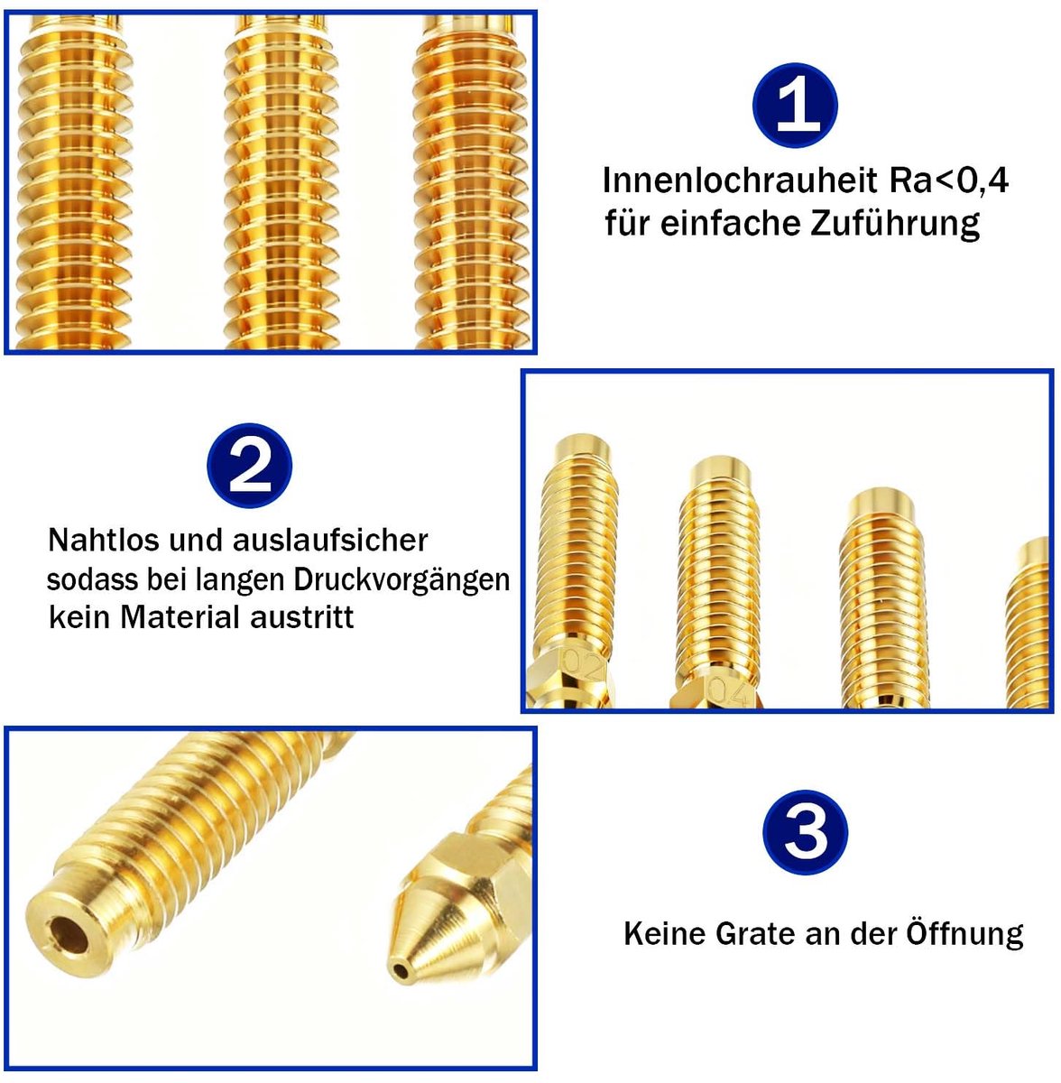 10 stuks messing geharde stalen sproeiers,4 x 0,4mm,2 x 0,2mm, 0,6mm, 0,8mm