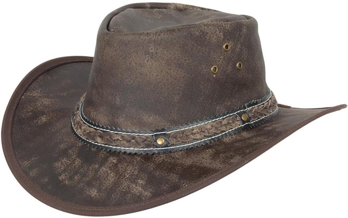 Jungle STONEBROOK leren hoed, westernhoed, Australische hoed, cowboyhoed