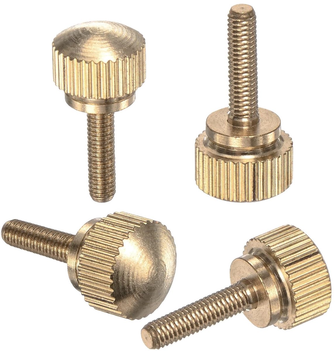 4 x gekartelde crankschroeven, M3 x 12 mm, ronde kop, van massief messing, met greepbevestigingen voor brilschroeven/computer, gekartelde schroefdraadschroeven