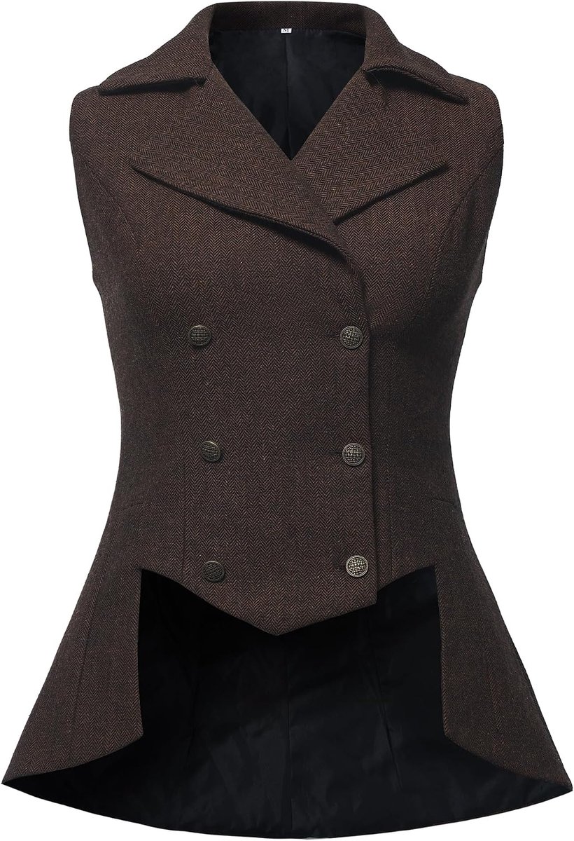 Damesvest, jaren 20-outfit, renaissance, tweed, tailcoat, gothic, steampunk, vest, jas top