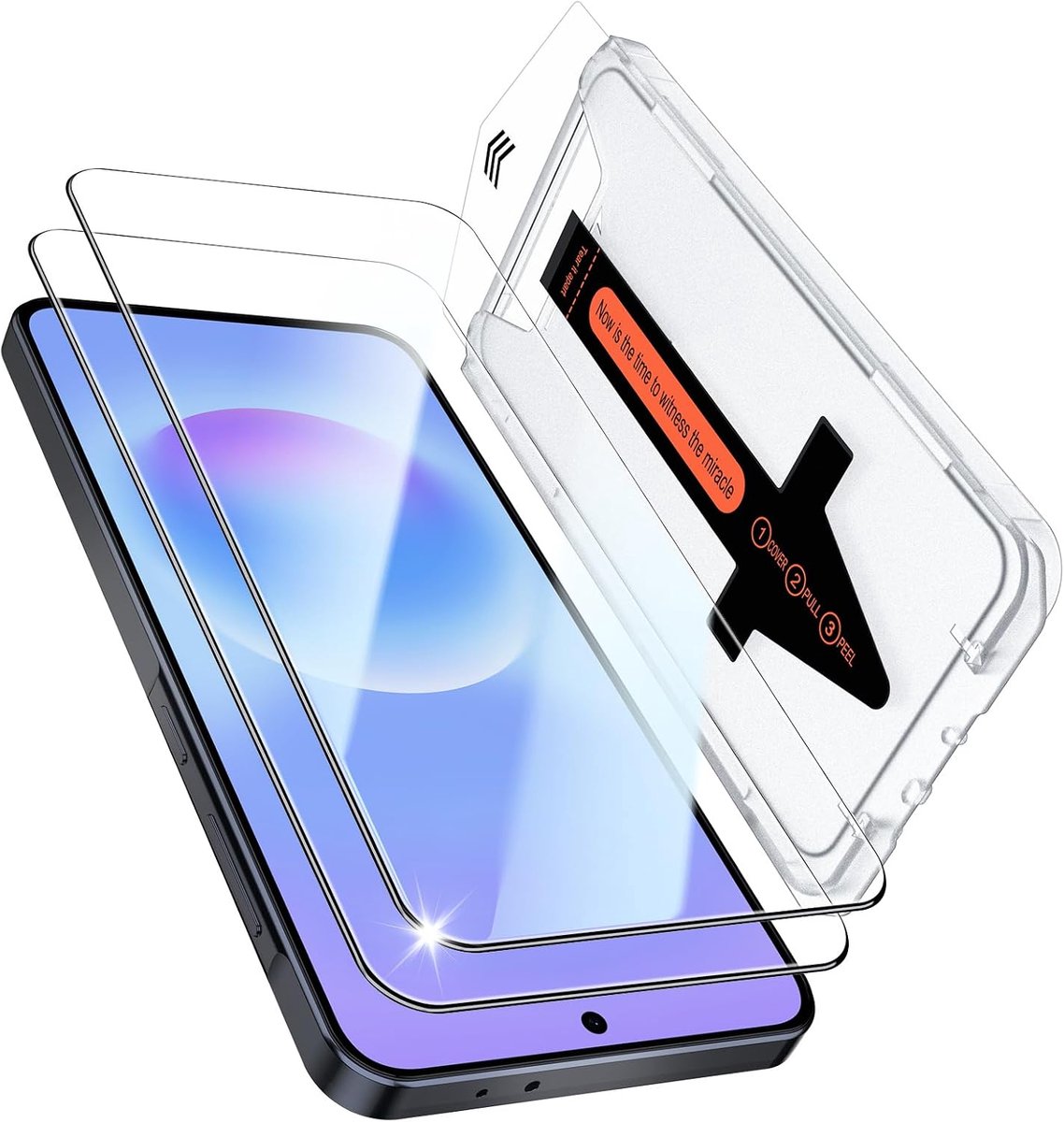 2 stuks gehard glas voor Samsung Galaxy A37 5G / A57 5G, HD-displaybeschermfolie, transparant, anti-vingerafdruk, krasbestendig, hardheidsgraad 9H, luchtbelvrij, kalibratiebox inbegrepen