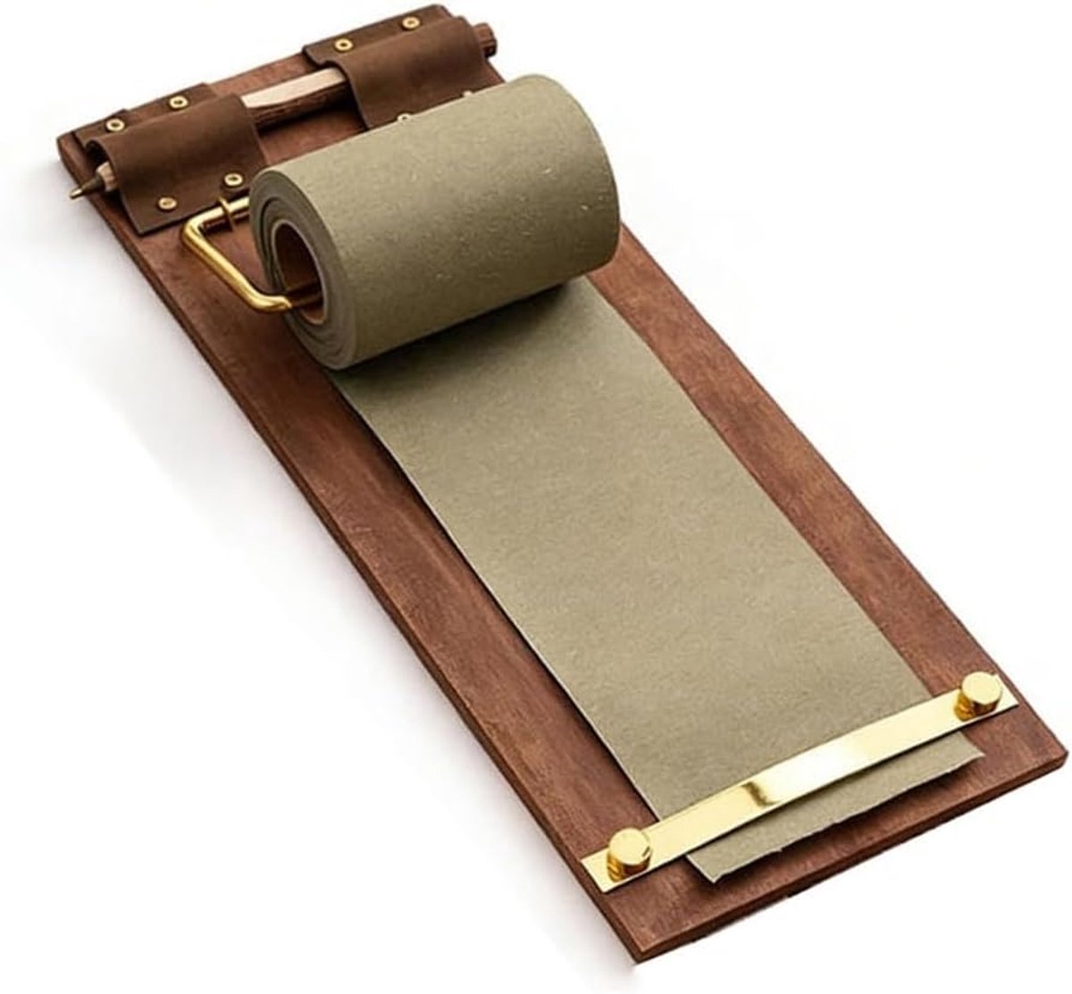 Plakbriefje met dispenser, wandgemonteerde notitiepapierdispenser, vintage notitieblok, hanggebaren, notitierolhouder met papierrol, klembord voor notities, to-do-lijsten, retroset in groen (incl
