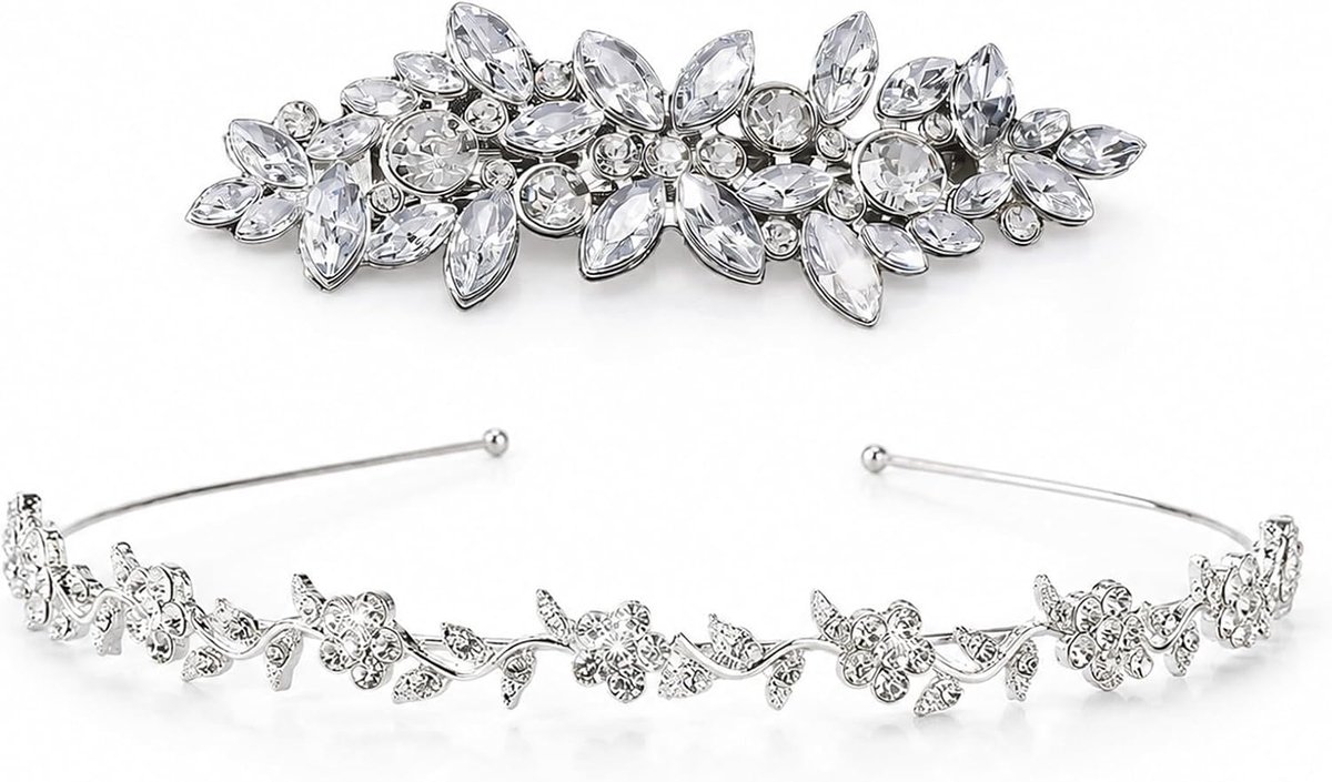 2 stuks haaraccessoires bruiloft zilveren haarspelden voor golvend, krullend en half gebonden haar, niet gemakkelijk te breken, zilveren haarband voor meisjes om te missen (2 stuks)