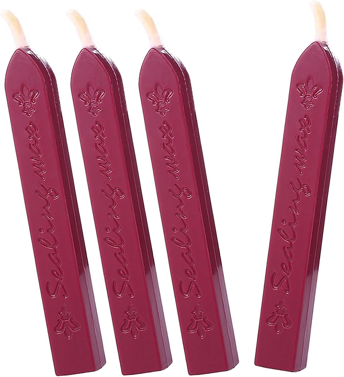 Afdichtende was, wasstaafjes om te kopen met lonten, antieke was voor vuurmanuscript, voor retro afdichtingswas, stempels, bruiloft uitnodigingsafdichting (4 stuks, rode wijn)