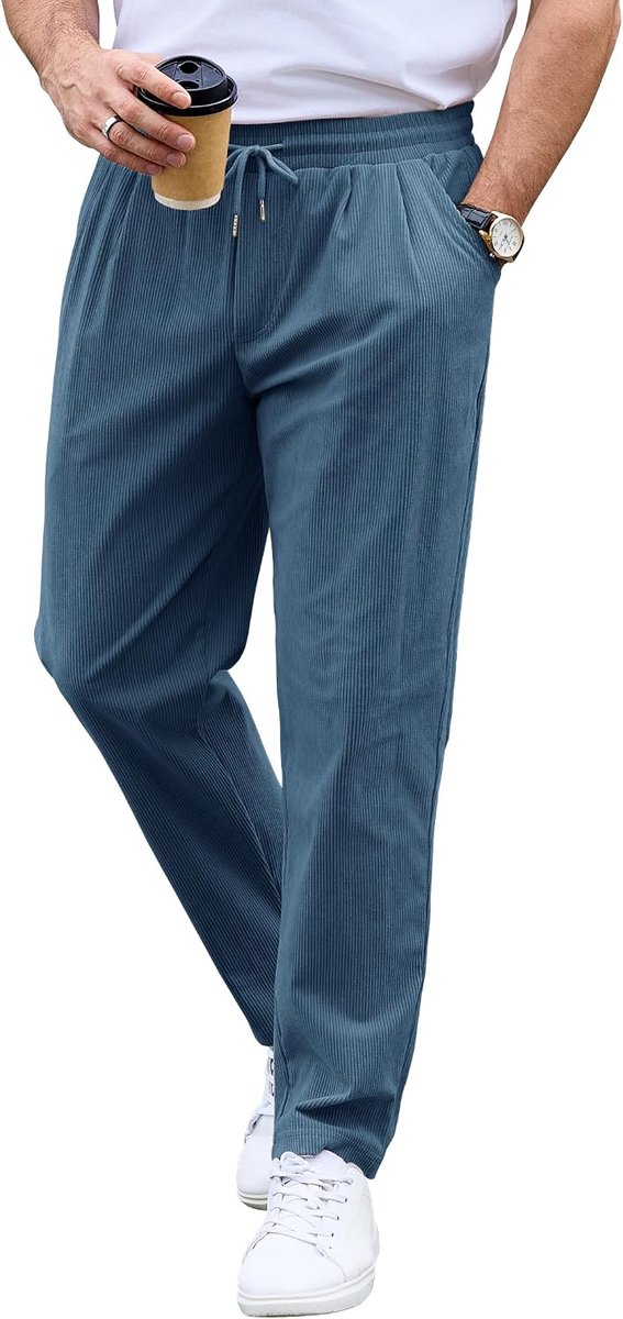 Corduroy vrijetijdsbroek voor heren, regular fit, met trekkoord
