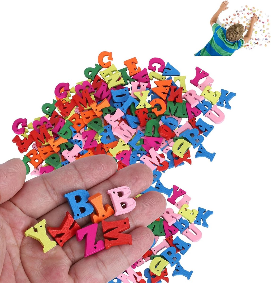 300 stuks houten letterknoppen handwerk gekleurde lettervormige knoppen handgemaakte decoraties educatieve benodigdheden voor kinderen