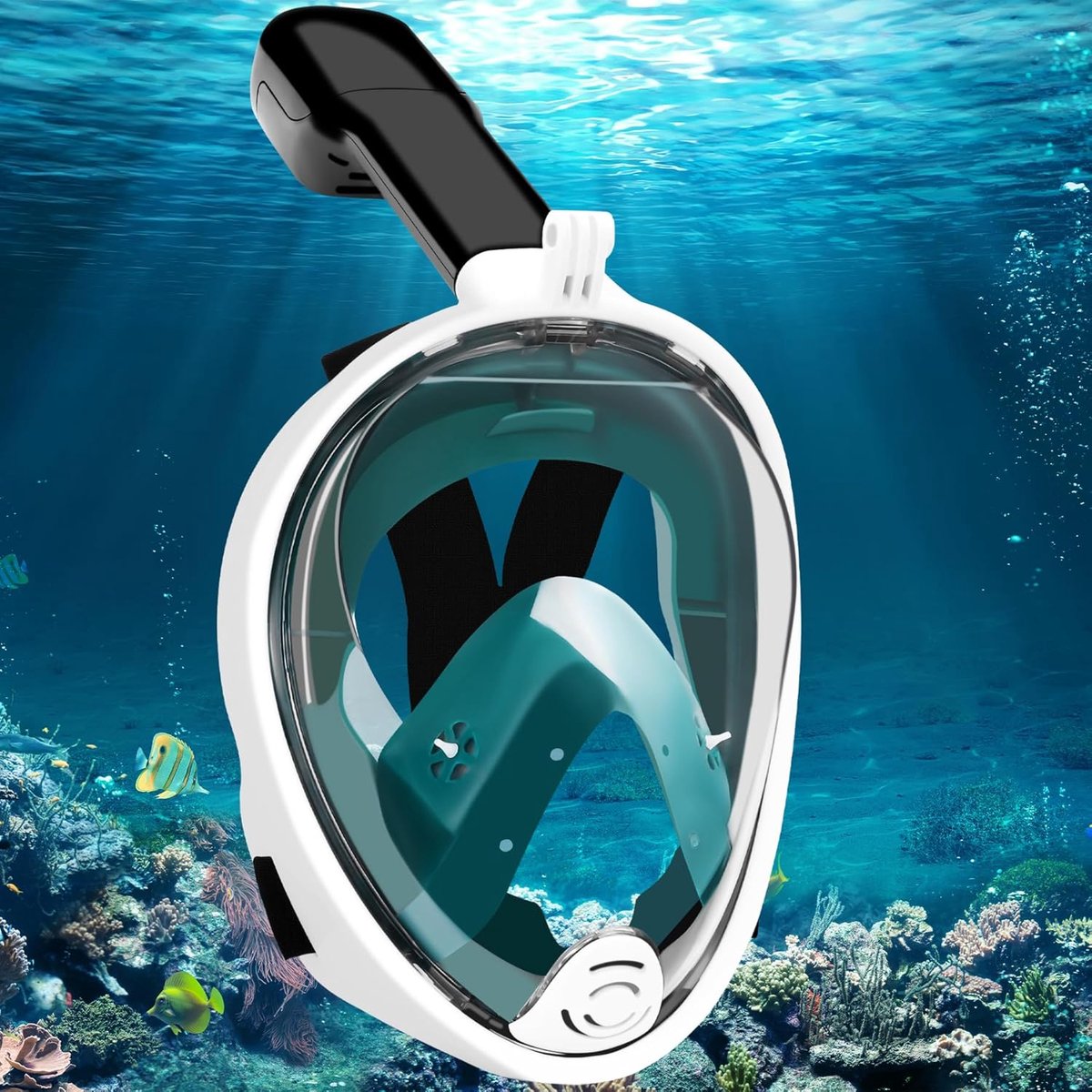 Duikmasker, Integraal, 180° View HD Anti-condens Snorkelmasker, Panoramisch anti-lek snorkelmasker, duikmasker, Dry Top Gemakkelijk Ademhaling voor Vrouwen Mannen