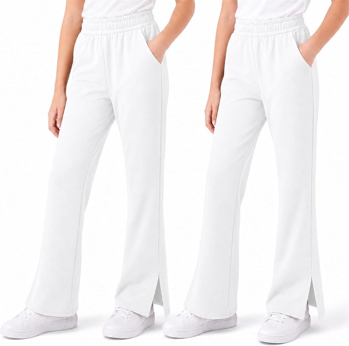 Meisjeslegging katoenen broek met wijde pijpen, 2-pack actieve kleding voor 5-16 jaar