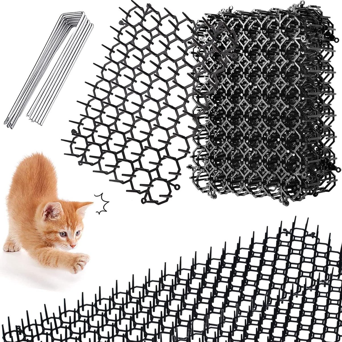 Dierenafschrikking met Stekels, 15 Stuks Dierenbarrière voor Katten, Effectieve Katbescherming en Anti-Kat Mat