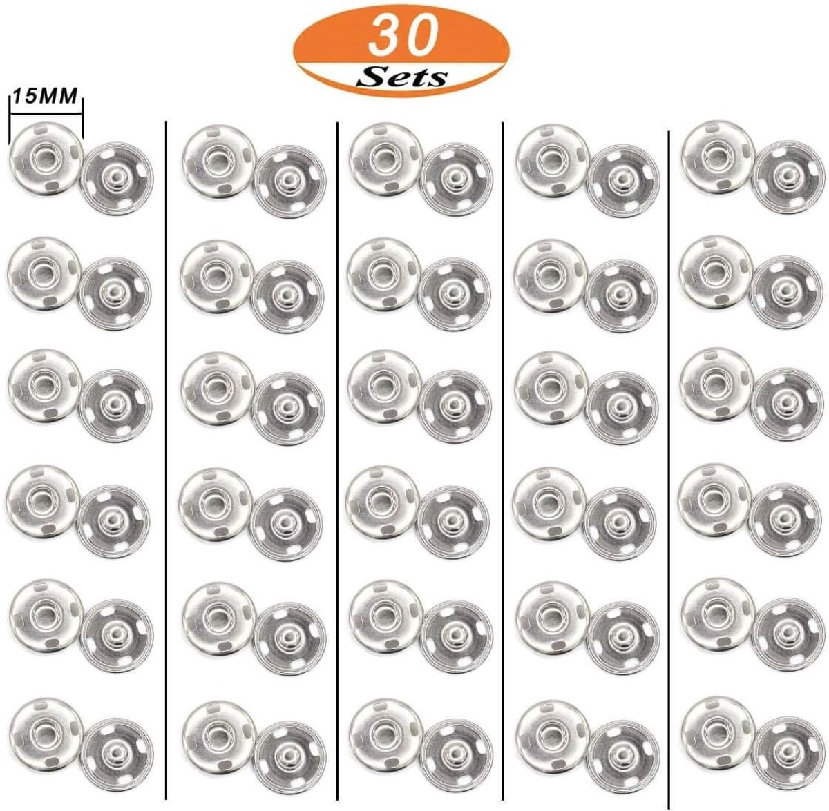 30 Stuks Drukknopen van Messing voor Naaiwerk en DIY Projecten - 15mm Snap Buttons