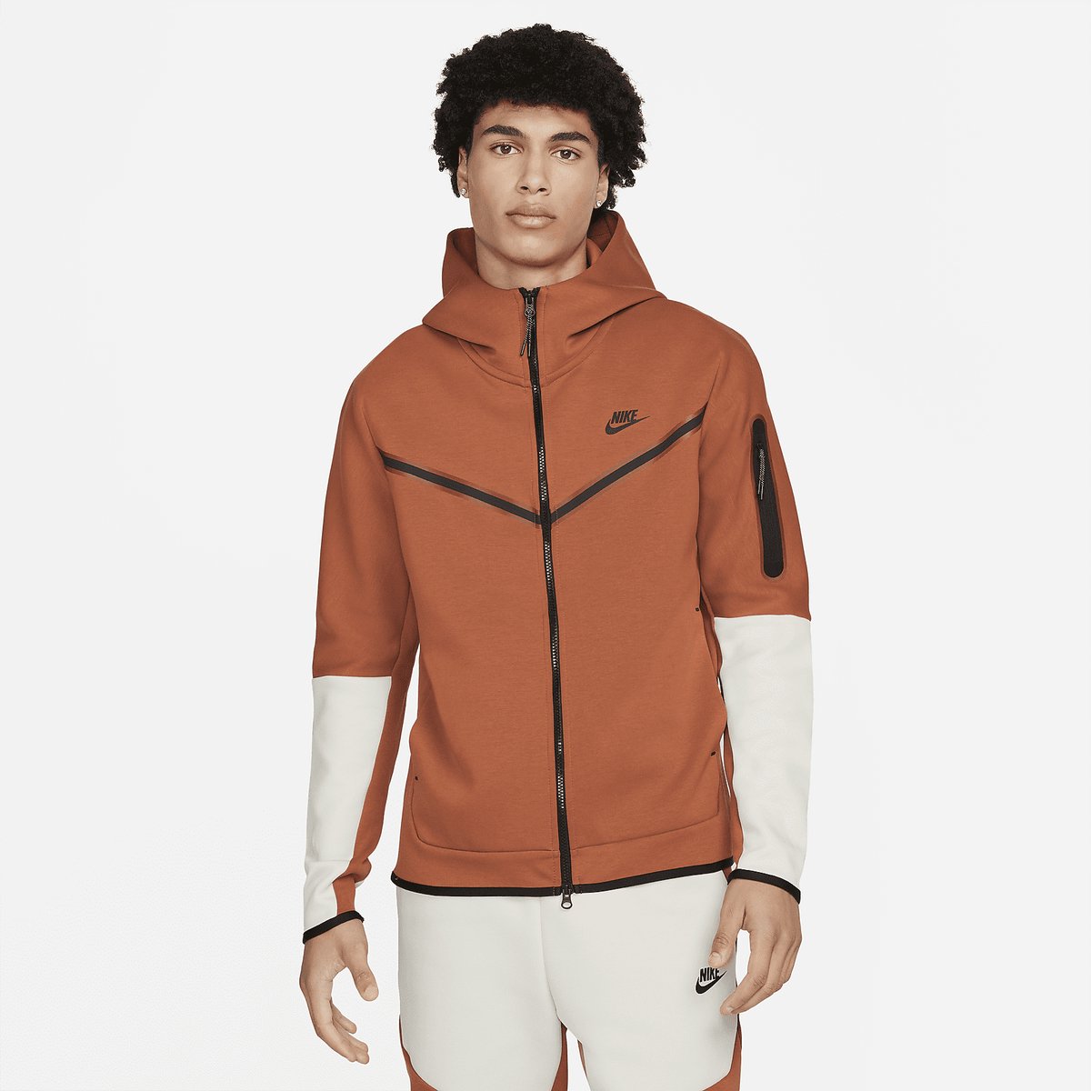 Nike Sportswear Tech Fleece Hoodie met rits Hoodie – Burnt Sunrise/Light Bone/ Tech Fleece Lifestyle Heren Hoodie voor Mannen Oranje