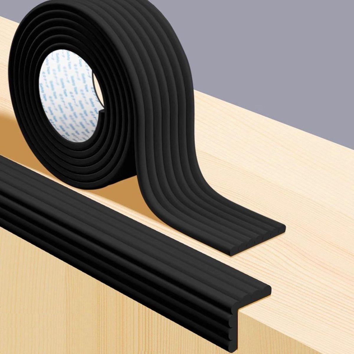 Anti-botsingsstrip - Randafwerkingsstrip - Zelfklevende beschermstrip van schuimrubber - Randsticker - Tafelhoekbeschermers - 8x200 cm - Zwart