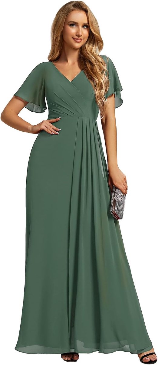 Elegante bruidsmeisjesjurk ESS0050 met ruches, formele opening