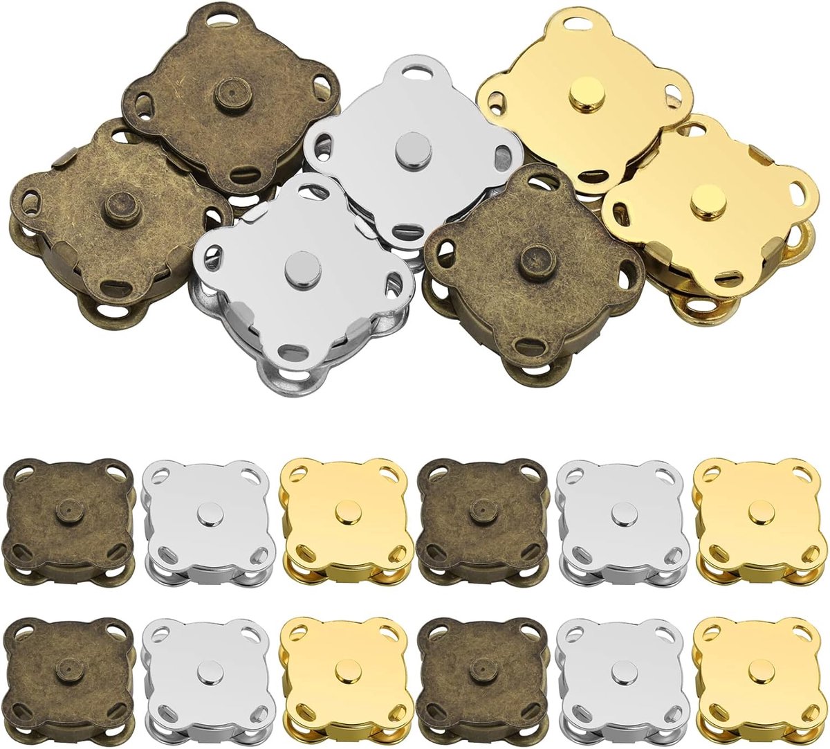 12 stuks magnetische knoppen, magnetische zakbevestigingsmiddelen, metalen drukknopen, 15 mm drukknopen magnetische sluitingen voor tassen, portemonnees, handtas, portemonnee, naaien, doe-het-zelf