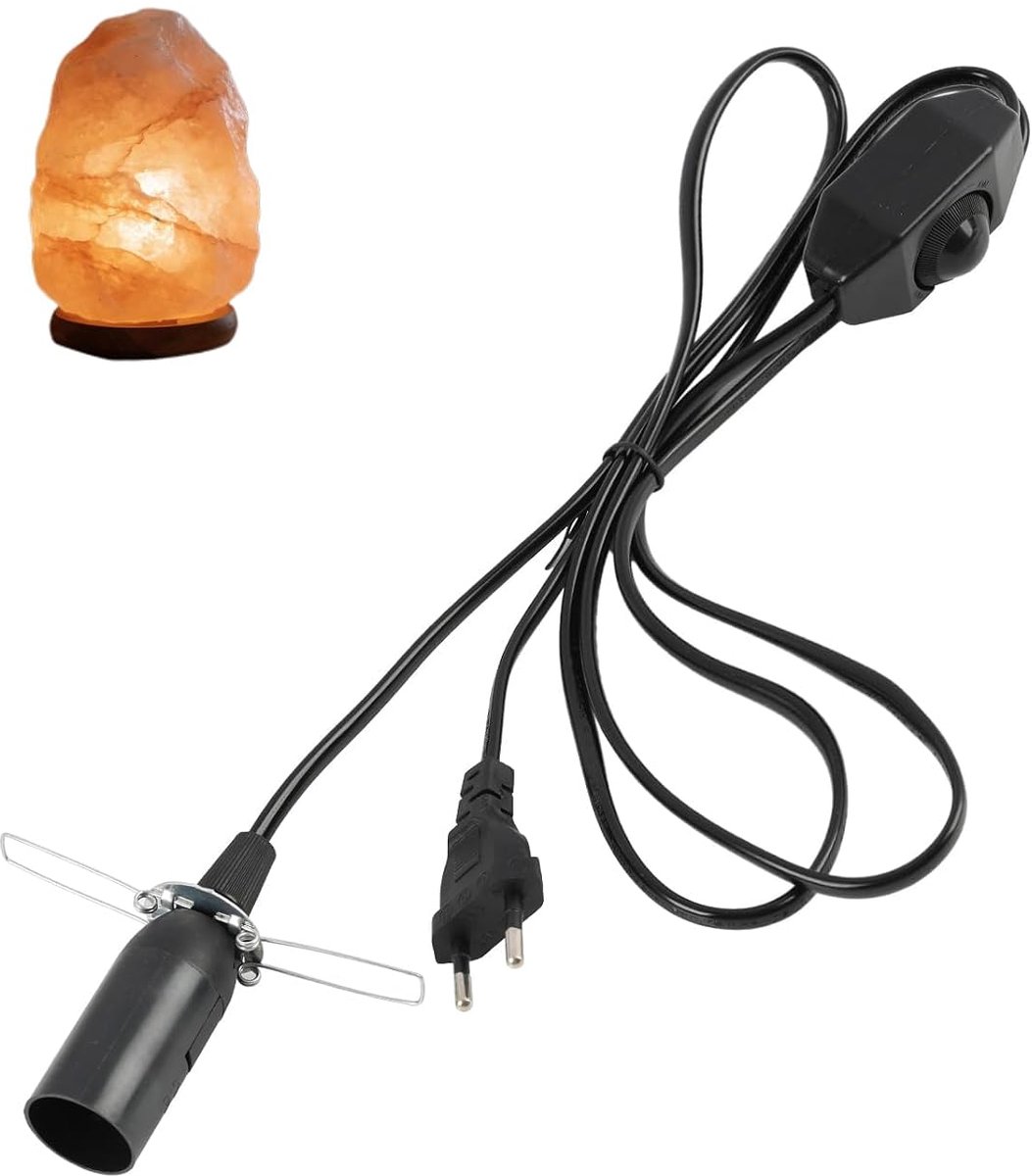Lampfitting met Kabel 1,8M en Eurostekker, Dimmerschakelaar, E14 Fitting met Kabel, Lampfitting met Stekker, Zwart voor DIY Lampen en Decoratieve Verlichting voor Huis en Werkruimte