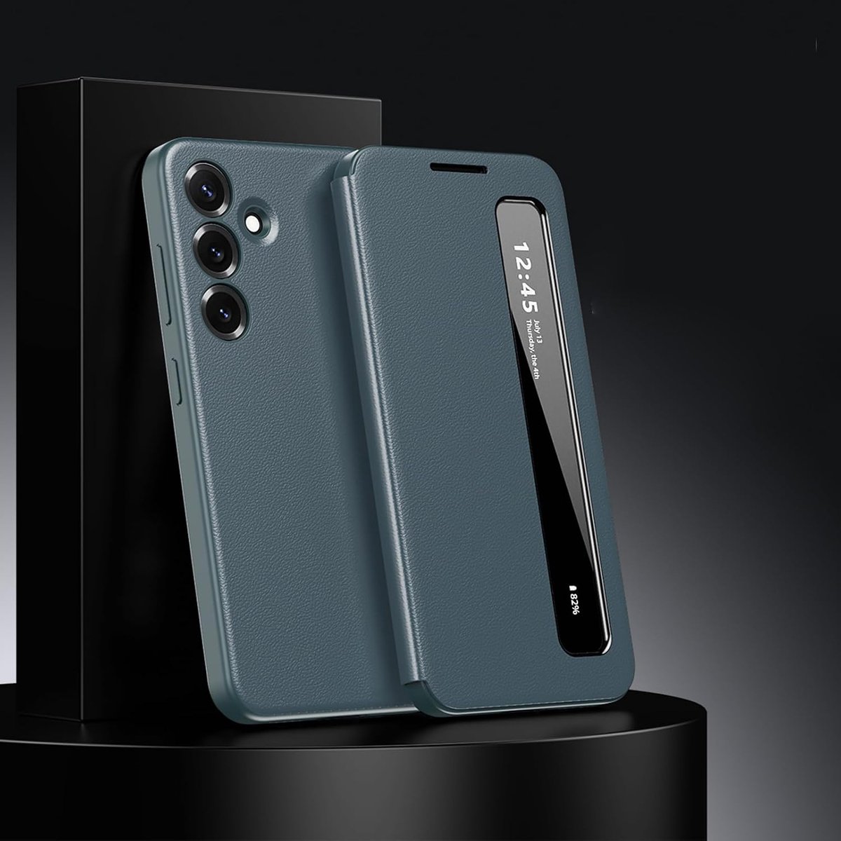 Telefoonhoesje voor Samsung Galaxy S26 met Kijkvenster, Flipcase van PU Leer, Slank Schokbestendig Bookcase Hoesje met Volledige Bescherming en Anti-Vingerafdruk Groen