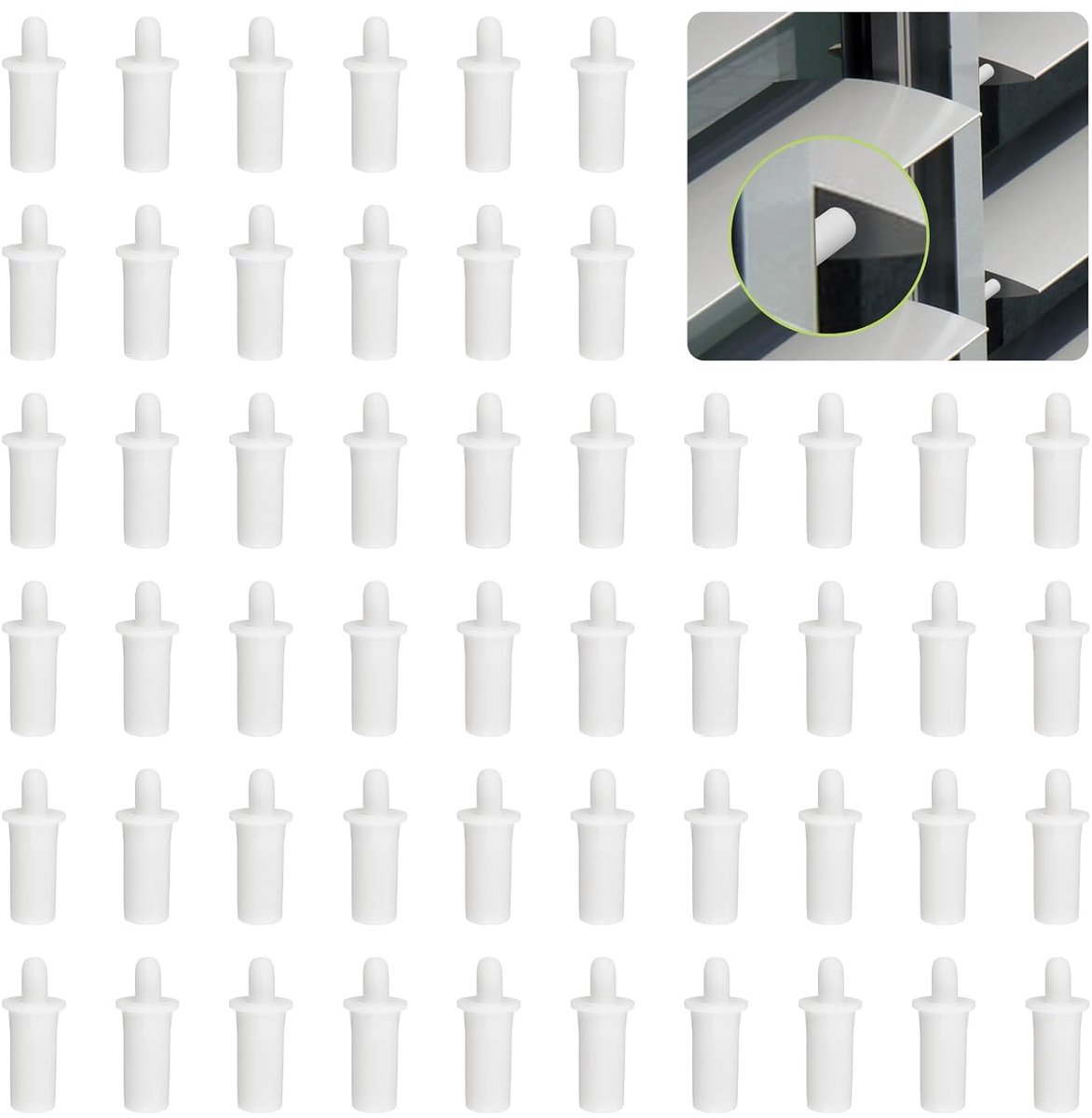 Reparatiestift, 52 Stuks Wit Vervanging Reparatiestift voor Venster Kunststof Veerbelaste Luifel Reparatiestift Plantage Shutter Reparatiestift (Dia. 6mm/0.2in)