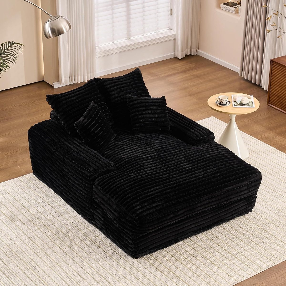 Canapé-lit moderne zonder montage - Ultra zacht design met 4 kussens - Direct te gebruiken als bank of bed - Weinig ruimte in beslag nemend - Voor woonkamer en appartementen - Zwart 1