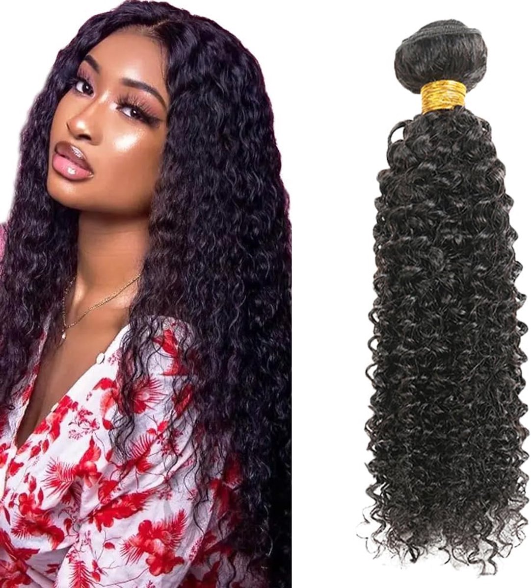 34 Inch Curly Human Hair Bundles Sew in Bundles Human Hair Extensions Hair Natural Black Unprocessed Virgin Menselijk Haar Minimal Smell Low Tangle For Women 1 Bundle