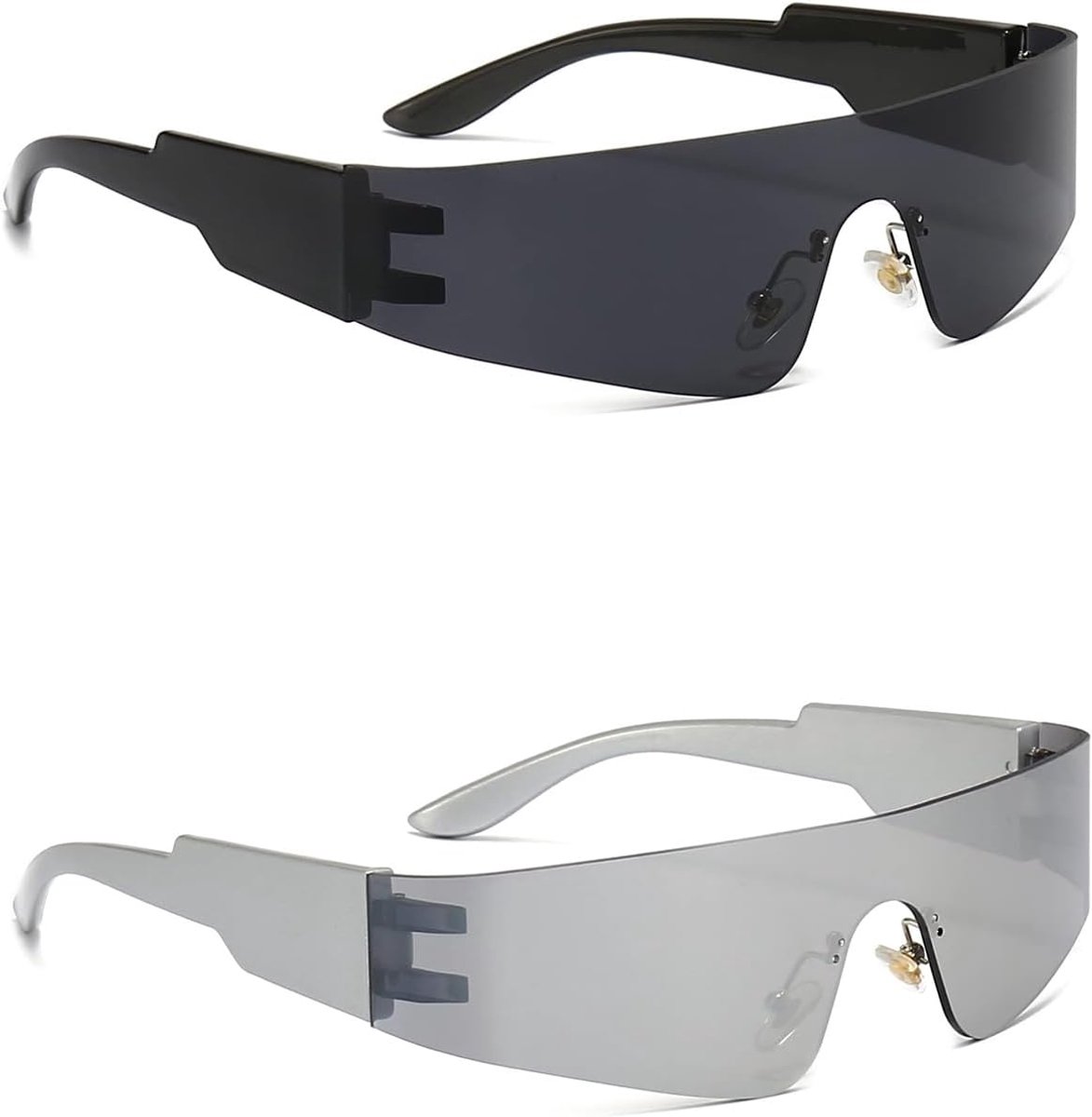 Brillen, snel voor festival en techno, coole raverbril in 2 kleuren, UV400-bescherming en antislip pasvorm voor rave-outfit, dames en heren
