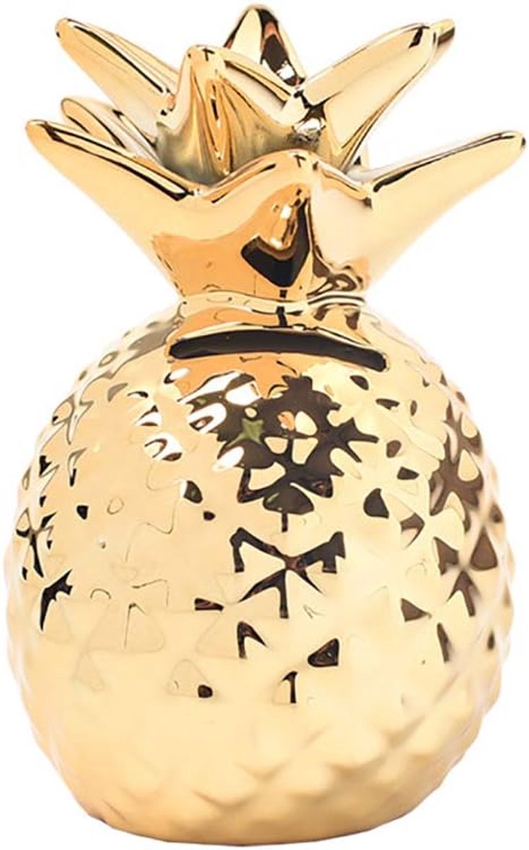 Keramische Ananas Spaarpot, Handgekleurd, Moderne Stijl, Woondecoratie, voor Verjaardag en Kerstmis (gouden)