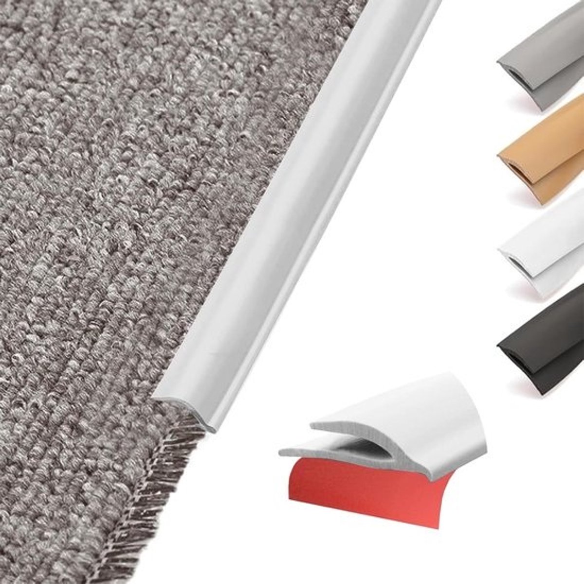 Flexibel PVC Overgangsprofiel - Zelfklevend en Snijdbaar - Voor overgangen tussen tapijt, tegels, vinyl en laminaat - Wit, 6 meter