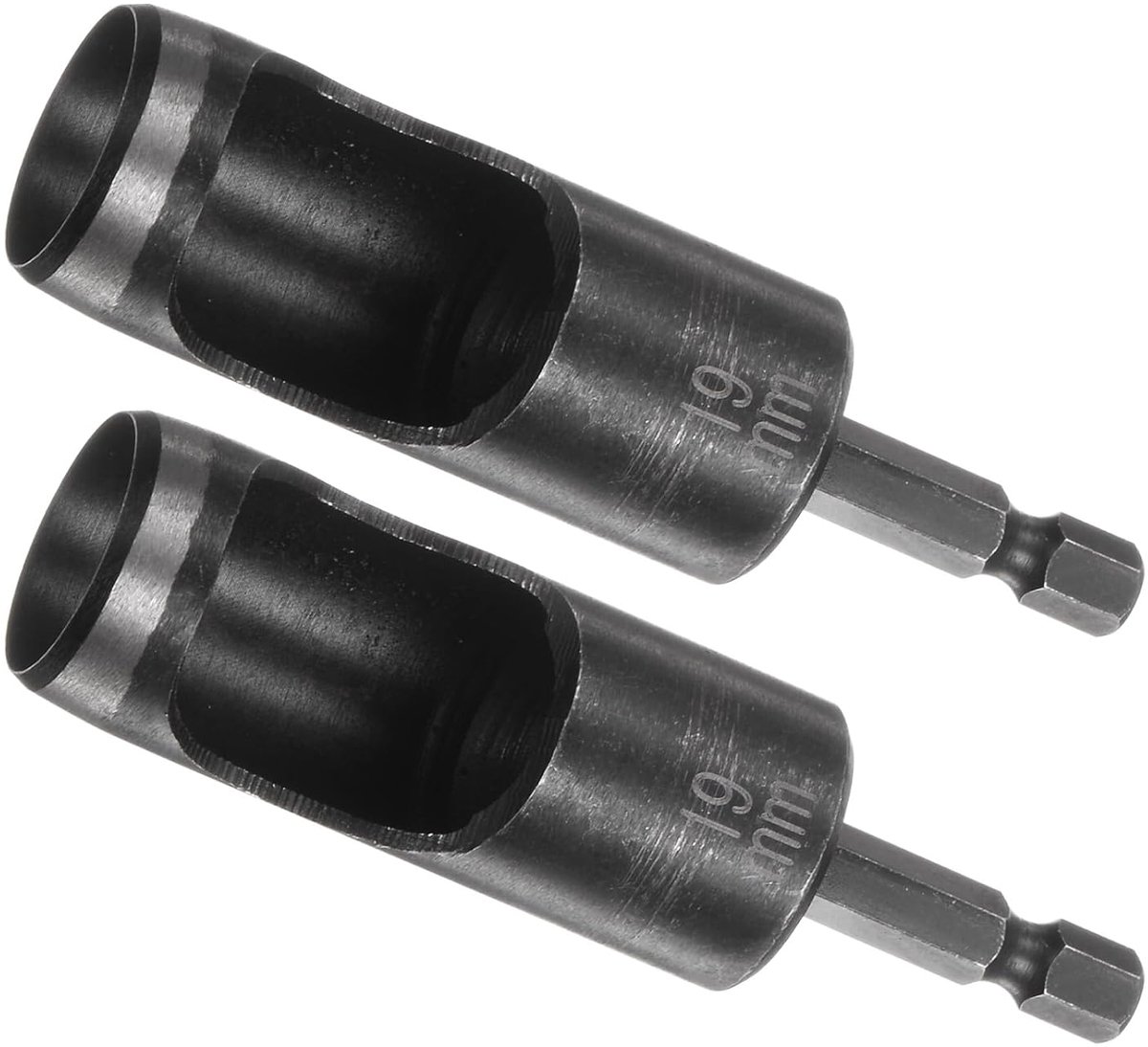 2 stuks gereedschap voor het boren van leer - [19 mm x 1/4 inch aansluiting] boor zeskantige schacht verlenging gaten kabel van staal met hoog koolstofgehalte voor riem, 125 mm lengte